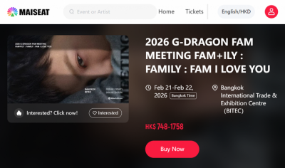 K-pop Star G-Dragon’s First Solo Fan Meeting in Southeast Asia Goes on Sale on MAISEAT