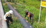 Perkuat Binter, Koramil 03 Sungai Sembilan Gelar Patroli Pipa Minyak PT Pertamina Hulu Rokan