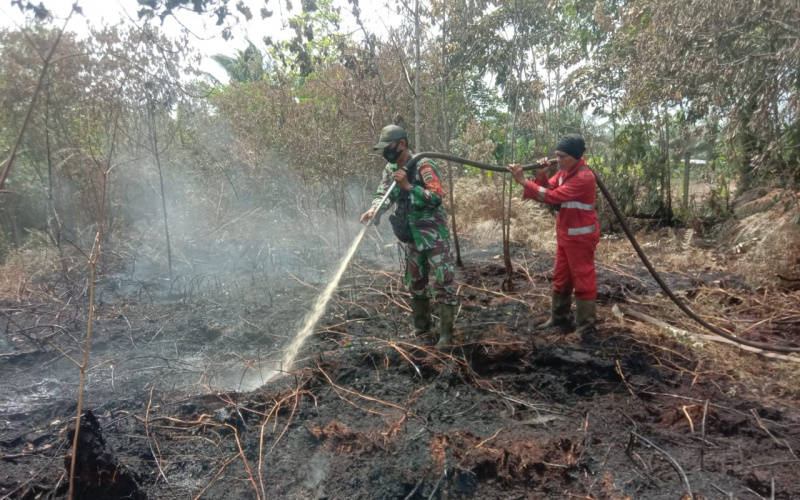 Babinsa Kelurahan Mundam Lakukan Pendinginan Karhutla