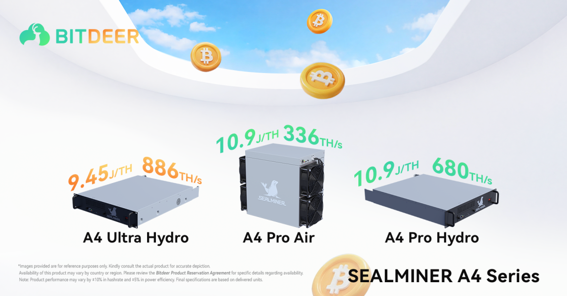 Bitdeer Launches SEALMINER A4 Series Bitcoin Mining Rigs, Achieves a Power Efficiency of 9.45 J/TH