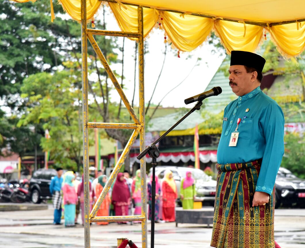 Peringati HUT Riau Ke - 60, Pemkab Inhil Laksanakan Upacara Disertai Tele - Conference Dengan Gubri