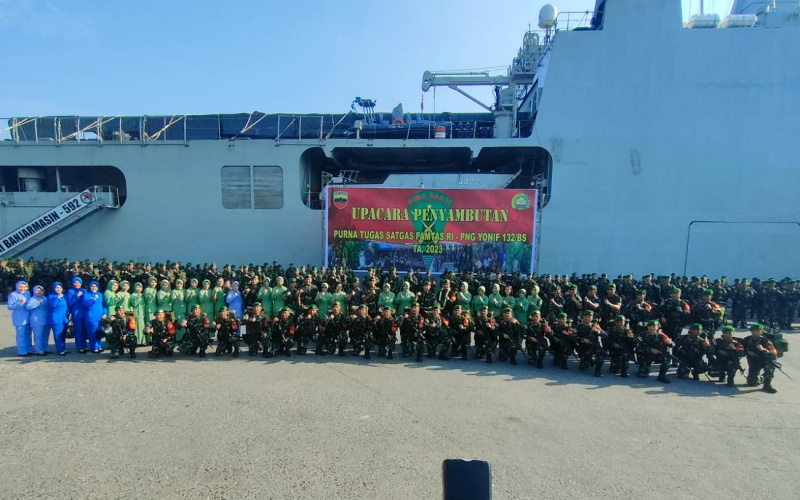 Satgas Pamtas RI-PNG dan Satgas Batalyon Infantri 132/Bima Sakti Tiba di Kota Dumai