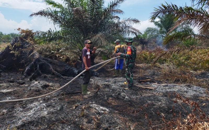 Babinsa Koramil 03 SS Lakukan Komunikasi Sosial dan Patroli Mencegah Karhutla