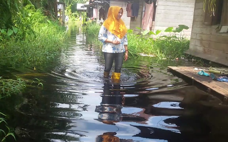 Sudah Satu Bulan Gang Ade Kecamatan Bangko Tergenang Air
