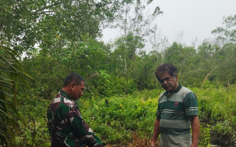 Kodim 0320/Dumai Gencarkan Pencegahan Karhutla dan Banjir, Babinsa Dampingi Warga Tanam Terong