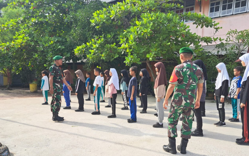 Koramil 01 Dumai Giat PBB, Latih Siswa-siswi SDN Binsus