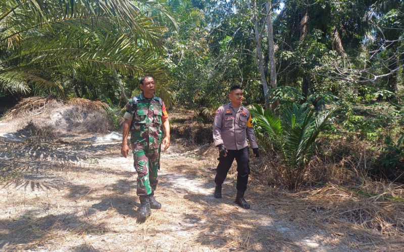 Penuh Semangat, Babinsa Gurun Panjang Patroli Pencegahan Karhutla