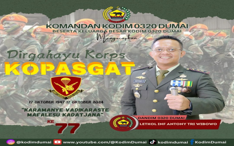 Dandim Dumai Ucapkan Selamat HUT Paskhas TNI AU ke 77