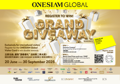 ONESIAM Global Grand Giveaway Season 2 Heats Up the Summer with Double Rewards for Bangkok-Bound Visitors