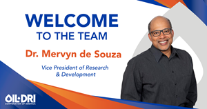 Oil-Dri Corporation of America Appoints Dr. Mervyn de Souza as Vice President of Research & Development