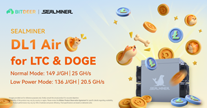 Bitdeer Launches SEALMINER DL1 Air: Achieving 149 J/GH Power Efficiency and 25 GH/s for Scrypt Mining