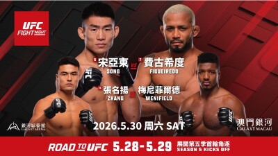 UFC FIGHT NIGHT®  Returns to Galaxy Macau in May with A Stellar Line-up Featuring Song Yadong vs Deiveson Figueiredo