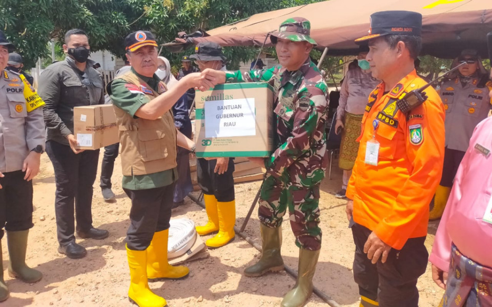 Dandim Dumai Sambut Gubernur Riau di Lokasi Karhutla Pelintung