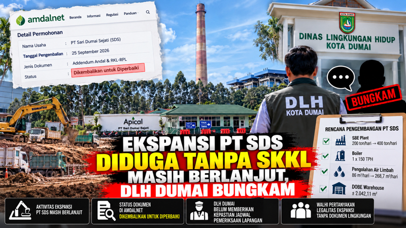 Ekspansi PT SDS Diduga Tanpa SKKL Masih Berlanjut, DLH Dumai Bungkam