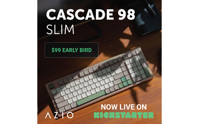 AZIO Launches Cascade 98 Keyboard, the First Low-Profile Mechanical Keyboard With a Full-Size Number Pad — NOW LIVE on KICKSTARTER